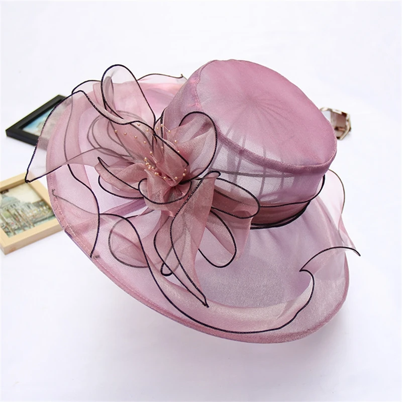 

2021 summer Korean flower screen sun hat Beach Sun Hat Women's Organza hat