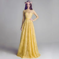 b3028 yellow lace long sleeve see through a line bridesmaid dresses vestido de dama de honor