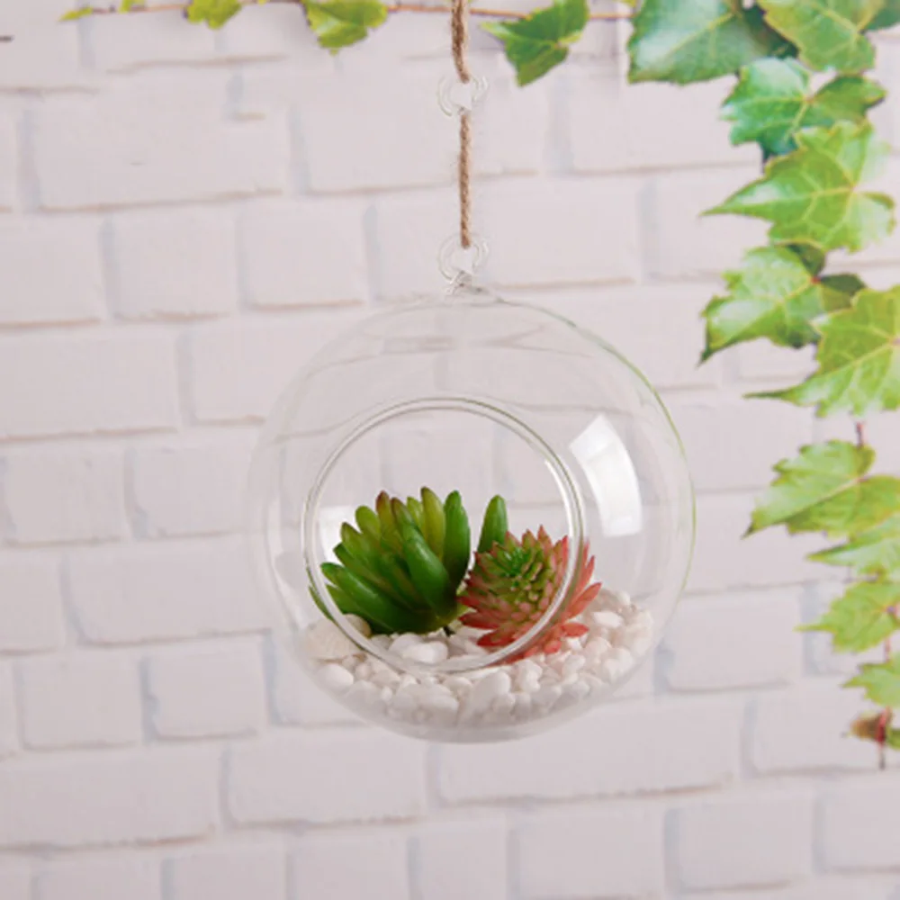 1pc 8/10cm Clear Hanging Ball Glass Candle Holder Tealight Globes Terrarium Wedding Candle Candlestick Vase Home Bar Decor images - 6
