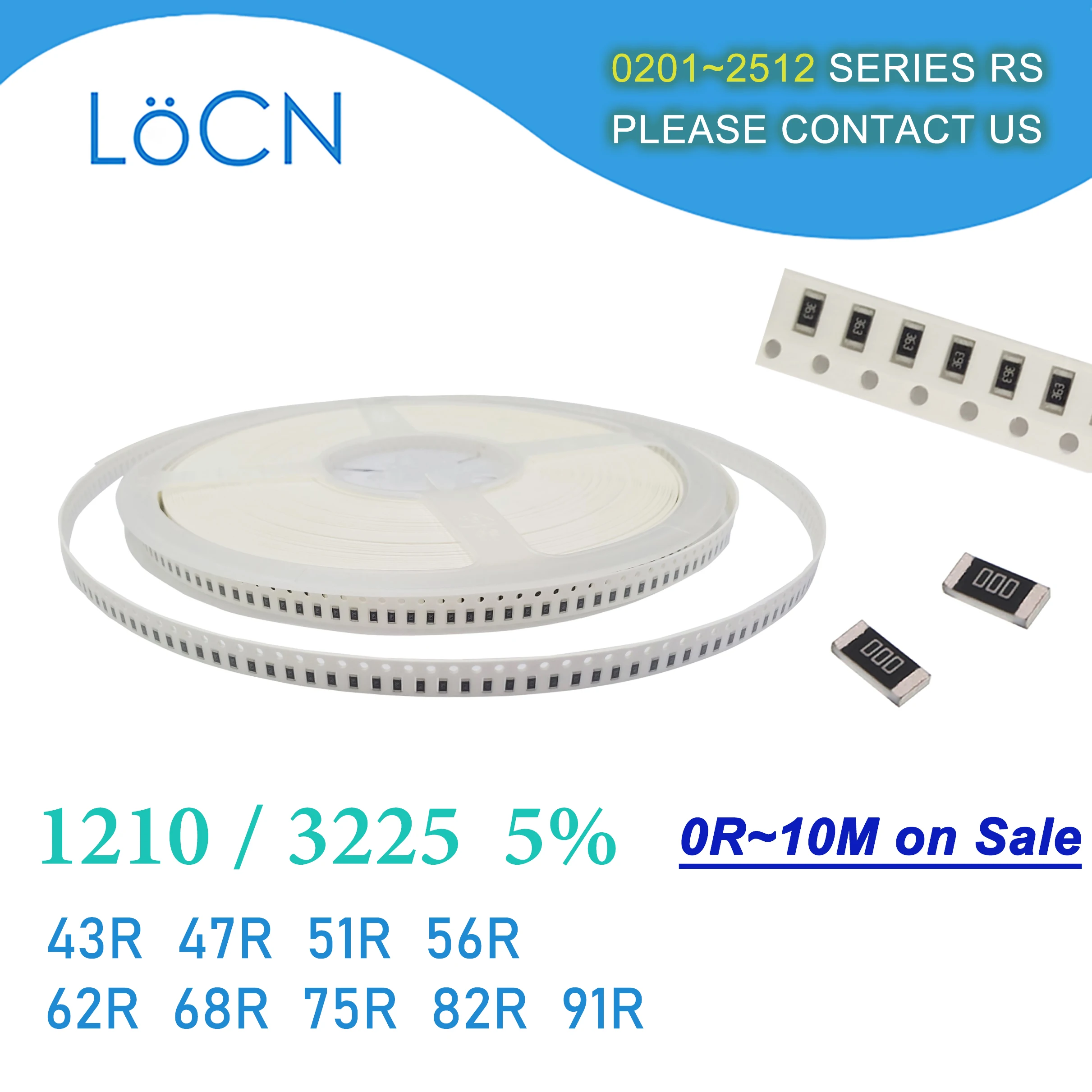 1210 5% 5000 шт. 43R 47R 51R 56R 62R 68R 75R 82R 91R OHM 3225 SMD резистор высокого качества LoCNService 430 470 510 560