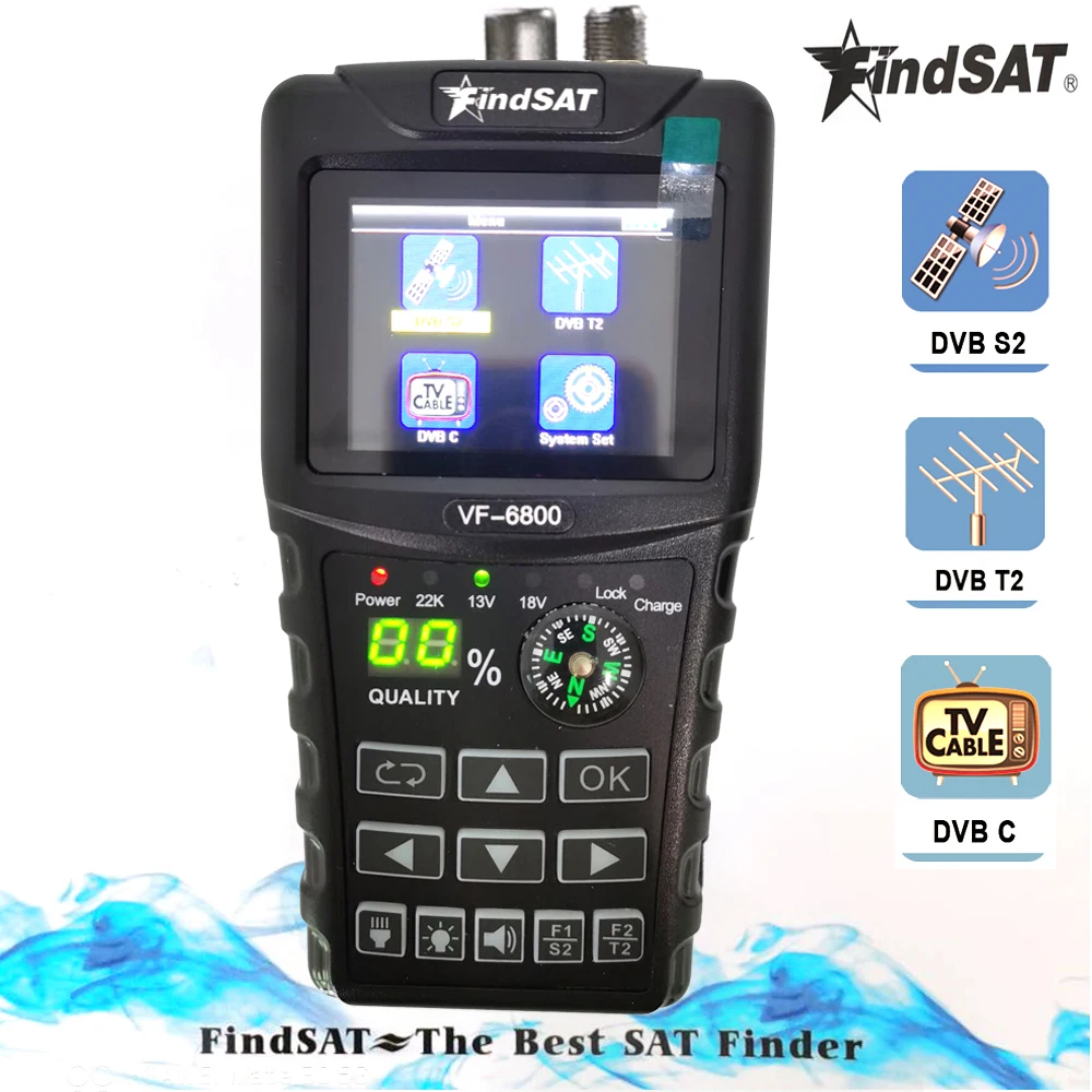 Цифровой спутниковый искатель HD Combo поддержка DVB-T2/DVB S2/DVB C Sat Finder Meter для