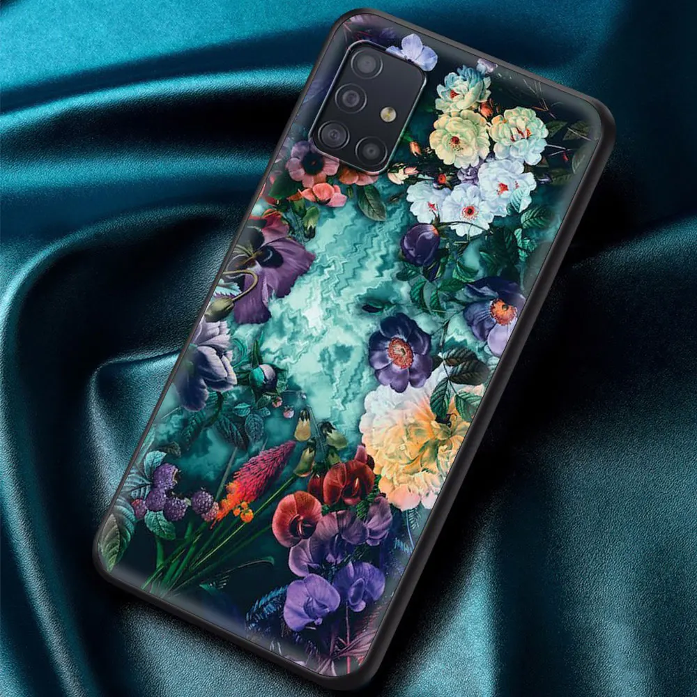 

Phone Case Cover for Samsung Galaxy A70 A50 A21S A51 A71 A40 A30S A20S A10 A10E Luxury Soft Shell Coque Abstract Flowers