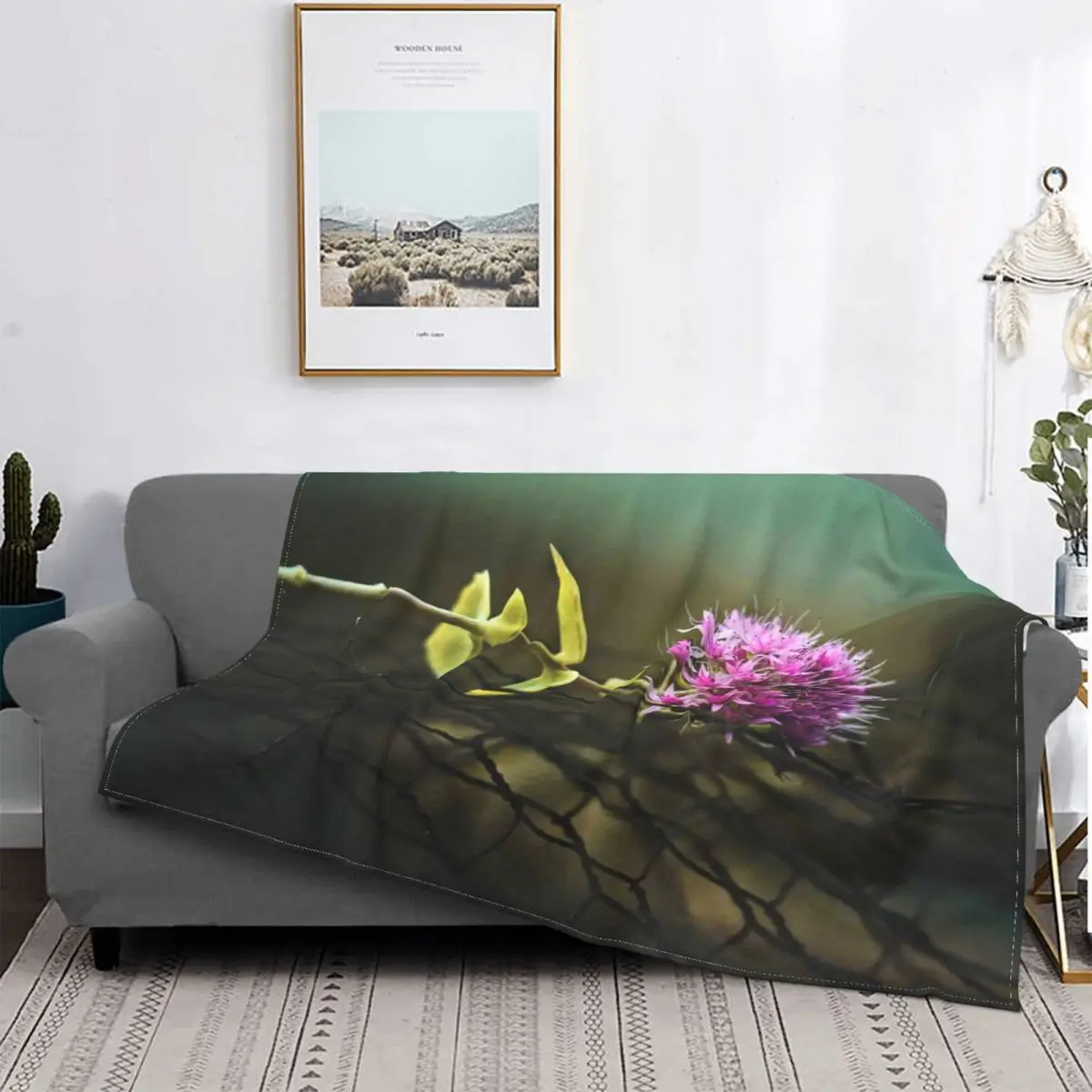 

Botany Blanket Plant pattern Modern Super Warm Breathable Coral Fleece Throw Blankets For Office Thin