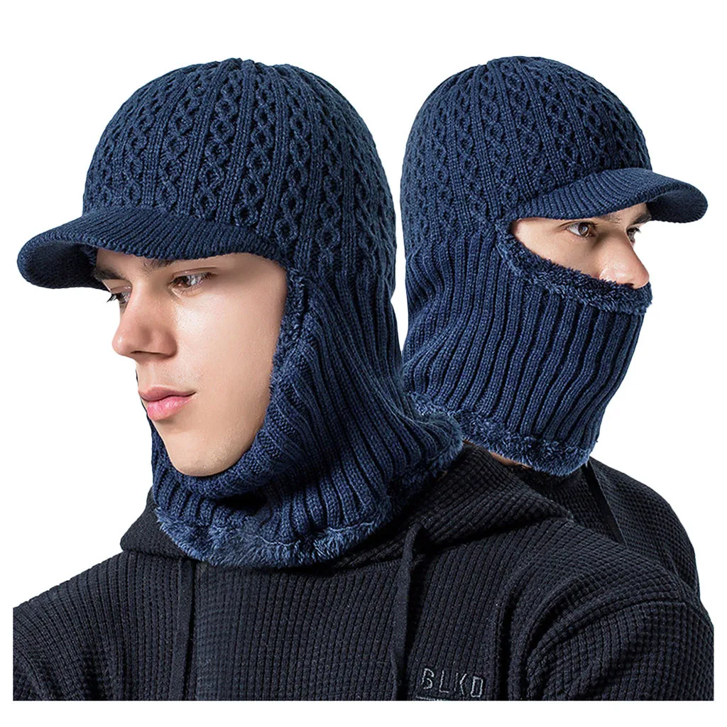2 способа ношения Мужская зимняя шапка с воротником набор плюс бархатная Толстая