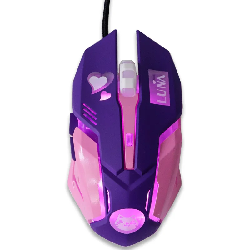 usb wired gaming mouse pink computer professional e sports mouse 2400 dpi colorful backlit silent mouse for lol data laptop pc free global shipping