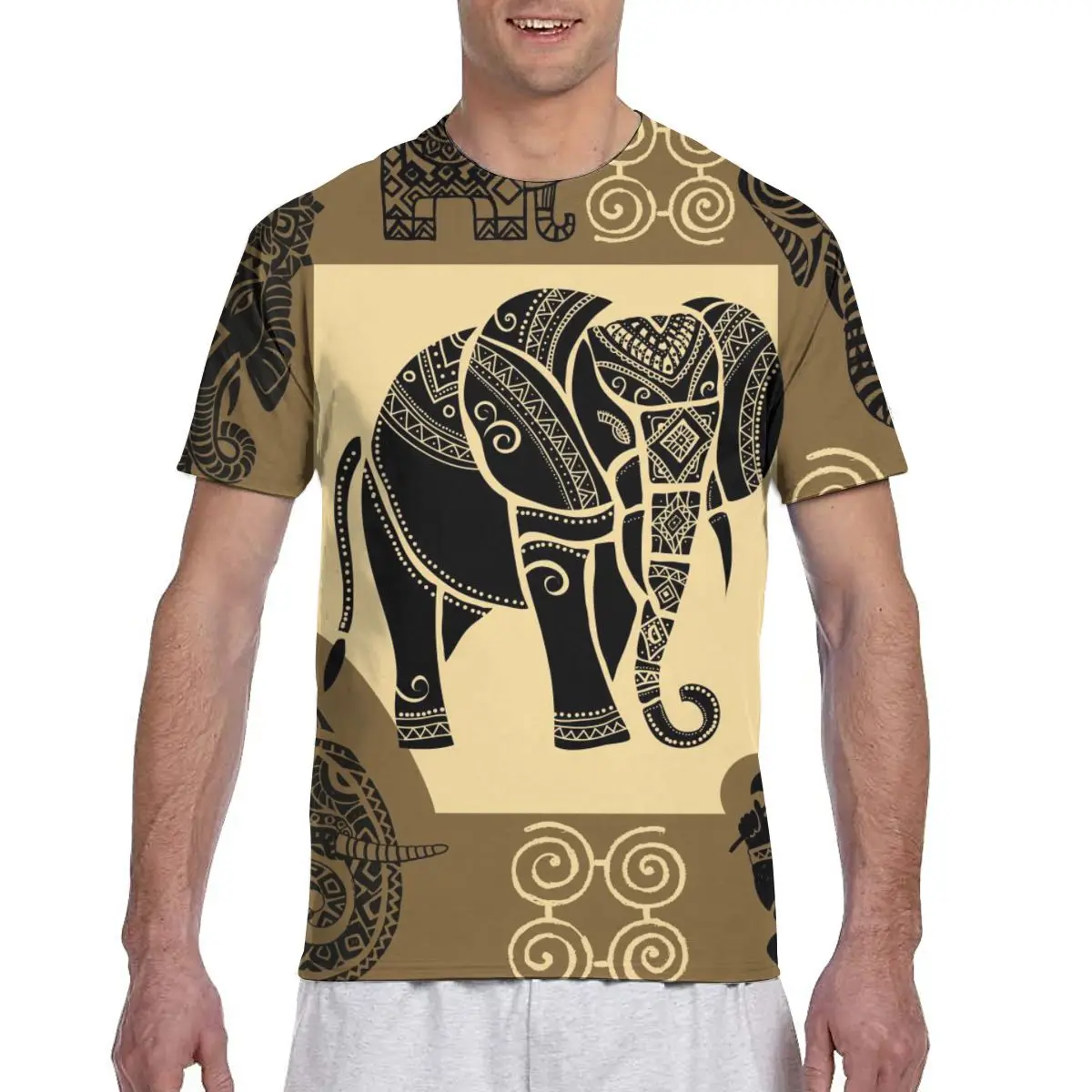 Силуэт африканского слона модная футболка для мужчин 2020 Лето вырез лодочкой