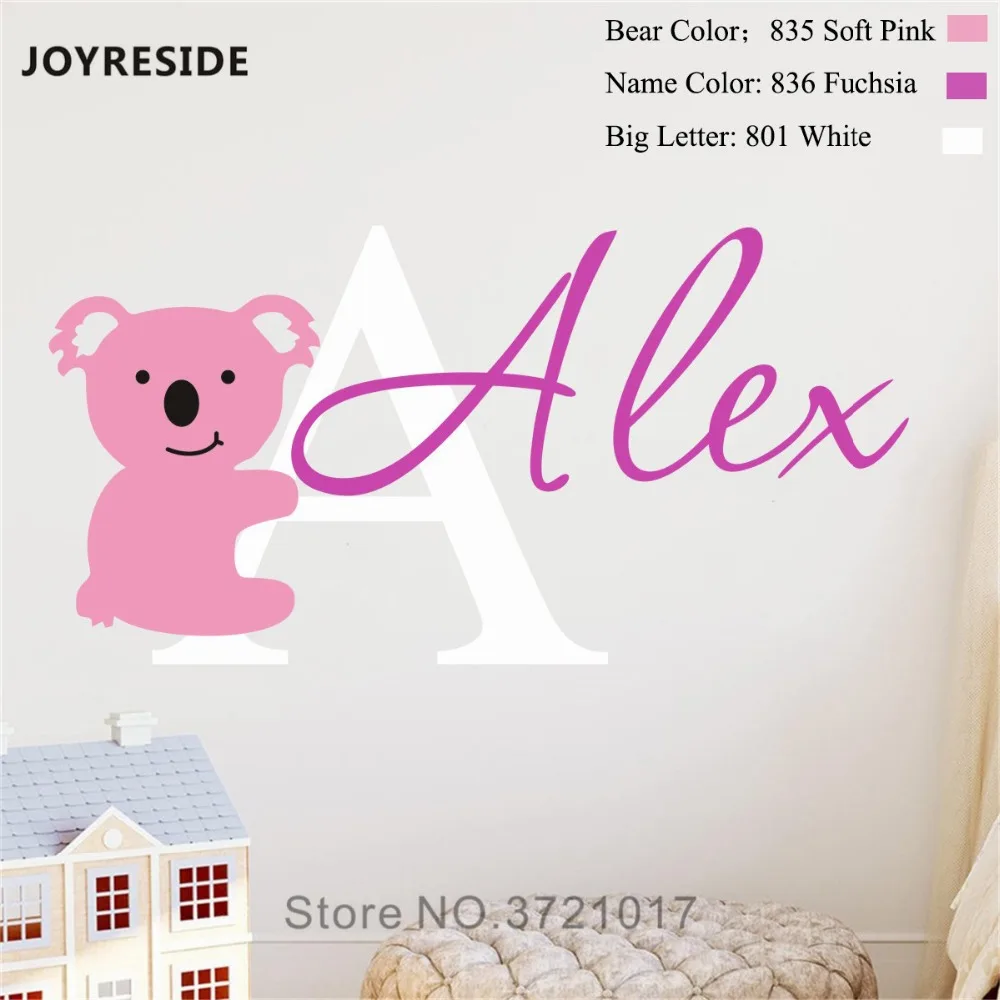 JOYRESIDE, индивидуальное имя, наклейка на стену, коала, медведь, милые наклейки на стены, для детей, для спальни, украшение, наклейка на стену, WM002