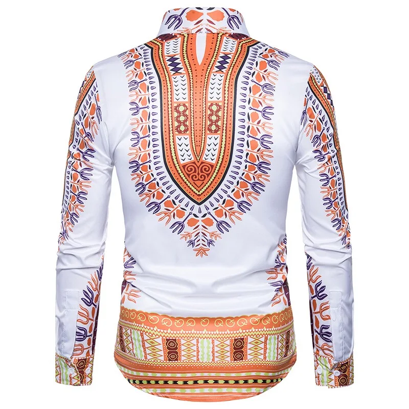 Мужская рубашка в стиле хип хоп 5 цветов с геометрическим принтом длинным