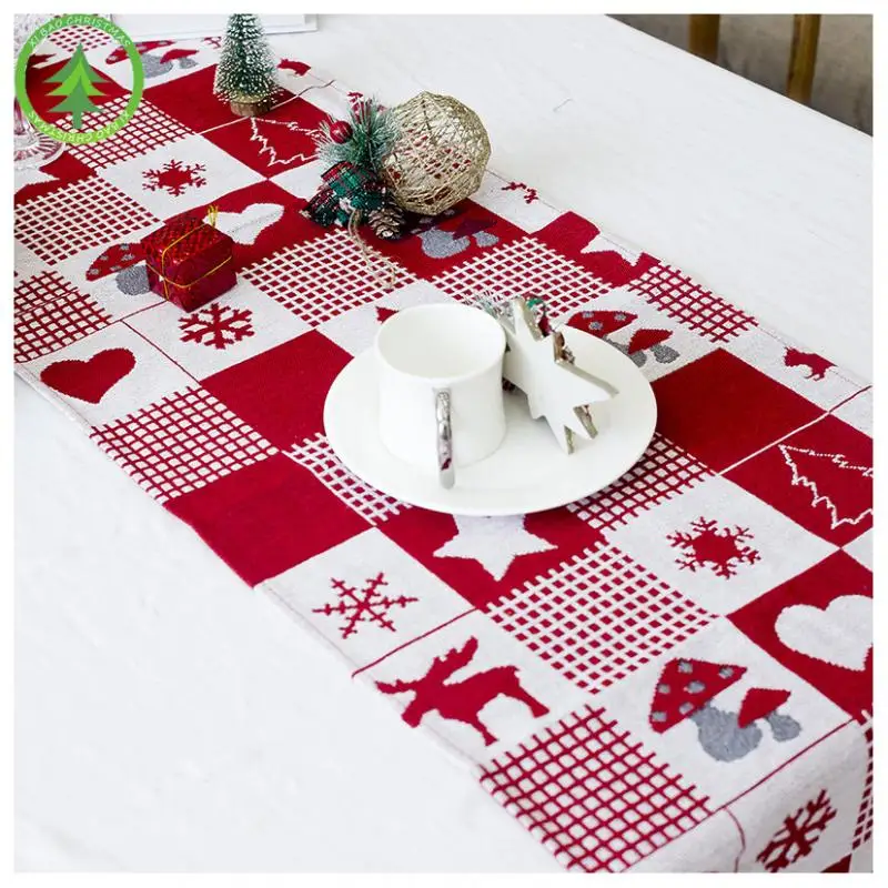 

Linen Creative Christmas Table Runner Red Table Runners With Tassels for Home Decor Chirstmas Party Wedding Decor Crafts 1PCS