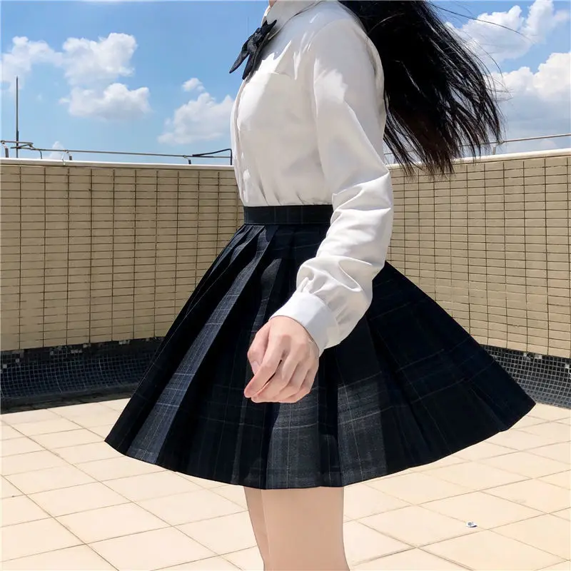 

2021 Gothic Harajuku Plaid Skirt Women Kawaii Cute Black Pleated Mini Skirt Japanese School Uniform for Girls Preppy Style JK
