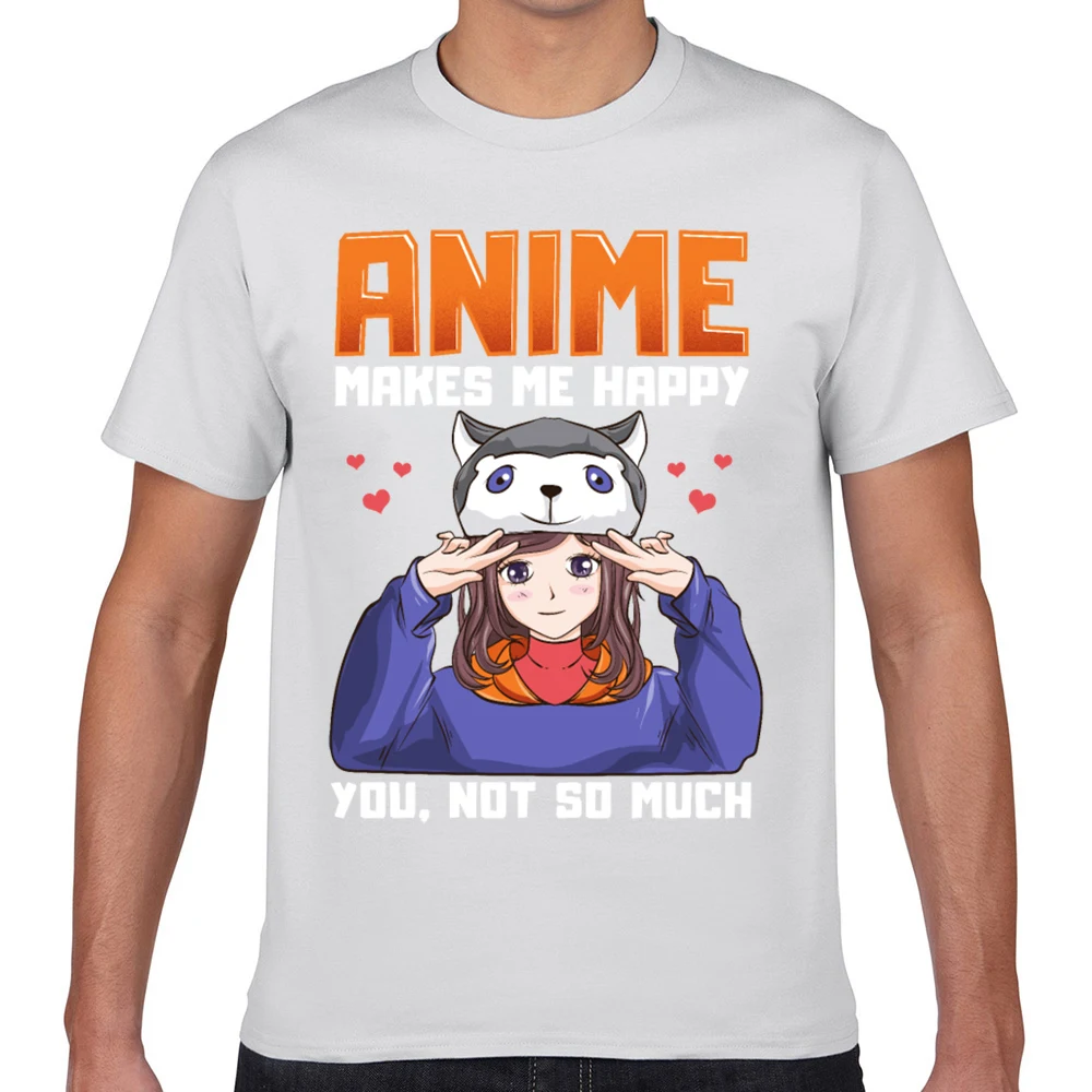 Топы Футболка Для мужчин аниме делает меня счастливым Вы не столько каламбур