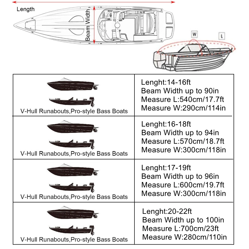 X AUTOHAUX 14 22 фута 210D Крышка для лодок трейлеров водонепроницаемая защита от