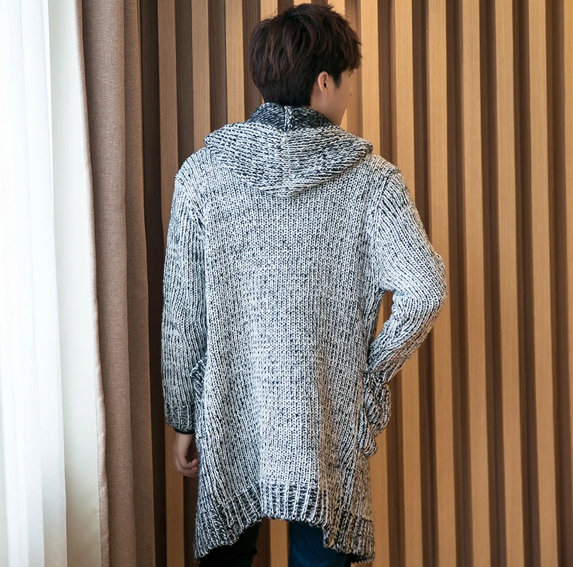 

Men Hooded Cardigan Long Sweatercoat Outwear Casual Sweaters New Men Winter Warm Cardigan Sweater Coat Size 3XL
