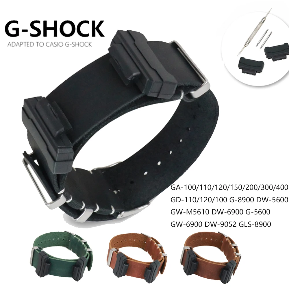 Натуральная кожа ремешок для наручных часов с оптическими зумом Casio G SHOCK GA