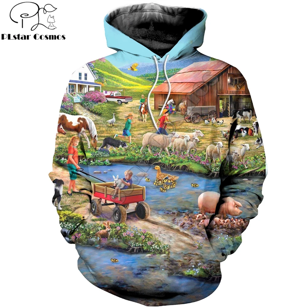 Толстовка мужская с капюшоном и 3D-принтом осенняя | Мужская одежда