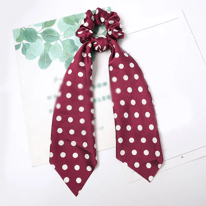 Big Dot Print Hairbands Ribbon Scrunchies Ponytail Long Scarf Bow Elastic Hair Bands Ties Rope Rings Accessories Ribbons |