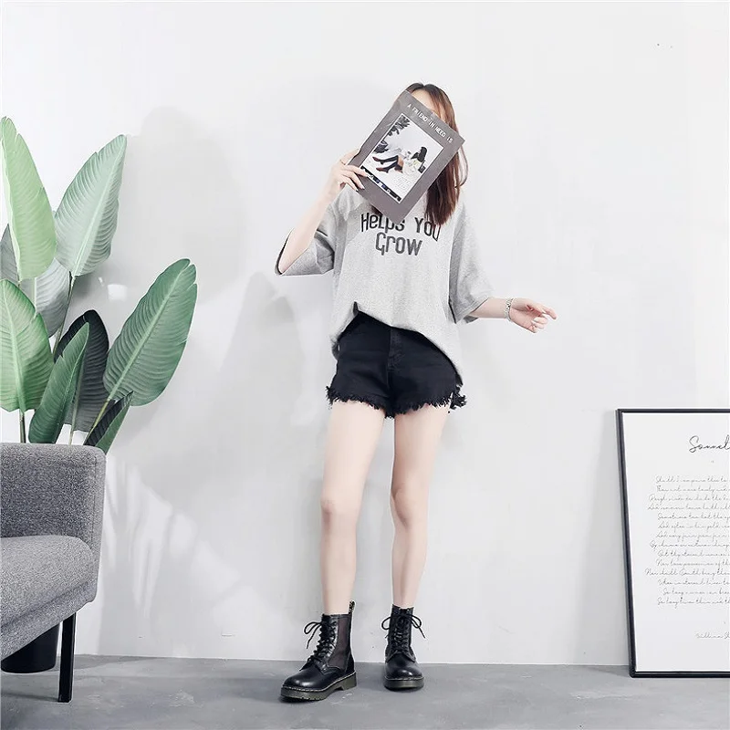 

My-Love Women Black Genuine Leather hollow breathable mesh British short thin section cool Martin Boots Female summer Shoes