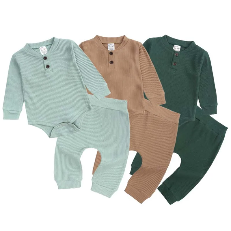 

Baby Boy Clothes Sets Long Sleeve Baby Bodysuits + Pants 2Pcs Autumn Spring Casual Solid Baby Boy Girl Pajamas Kids Outfits