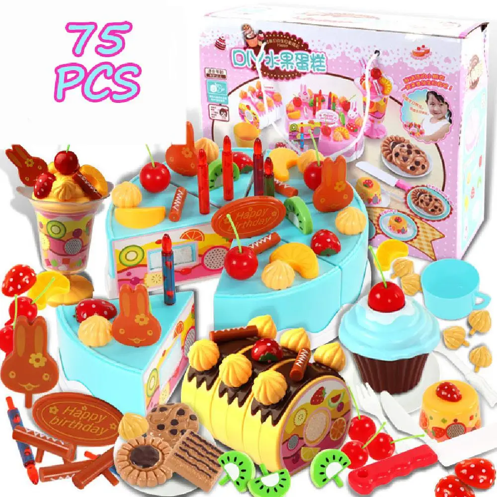 Детский игровой домик игрушки набор фруктовых тортов на день рождения 75