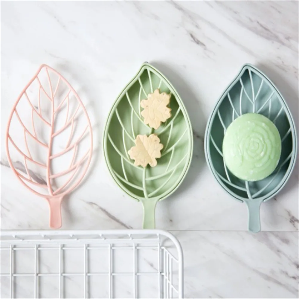 Держатель для мыла в форме листа чехол нескользящая Коробка туалетный поднос