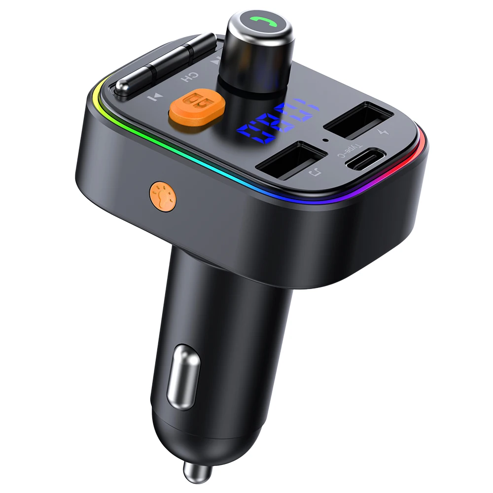 

Bluetooth 5.0 Fm Transmitter Car Kit MP3 Modulator Car Charger 5V 2.4A Double USB With Type-C
