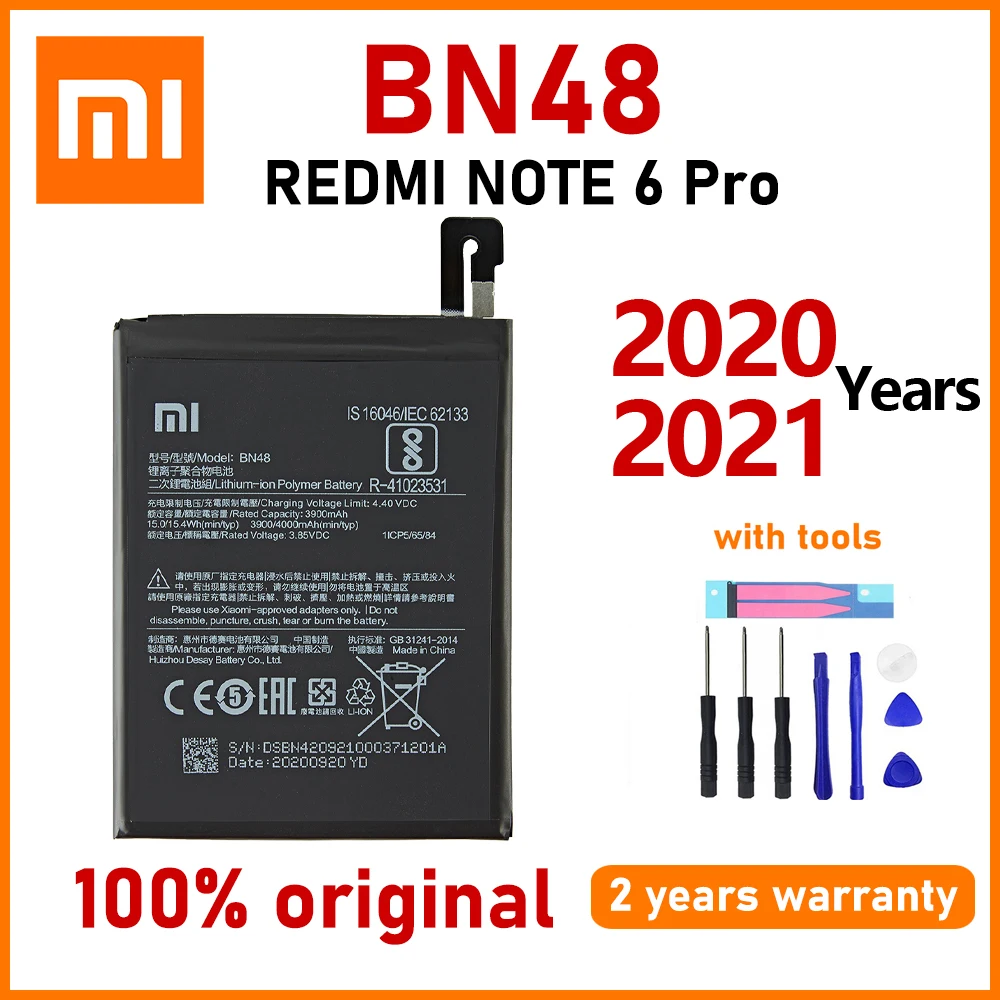 

Xiao Mi New 100% Original BN48 4000mAh Battery For Xiaomi Note 6 Pro 6Pro Note6 Pro Phone Batteries Batteria With Gift Tools