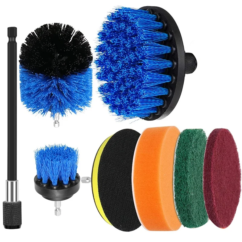 

8Pcs Drill Brushes Attachment Kit with Scouring Pad Polishing Sponge Power Scrubber Cleaning Kit for Bathroom, Kitchen
