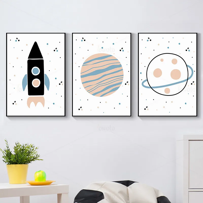 Космический корабль планета печати исследовать тема плакат живопись на холсте