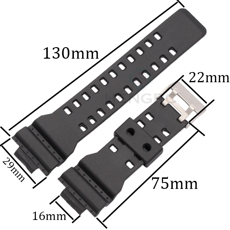 16mm Rubber Watchbands Men Black Sport Diving Silicone Watch Strap Band Metal Buckle For g-shock Watch Accessories