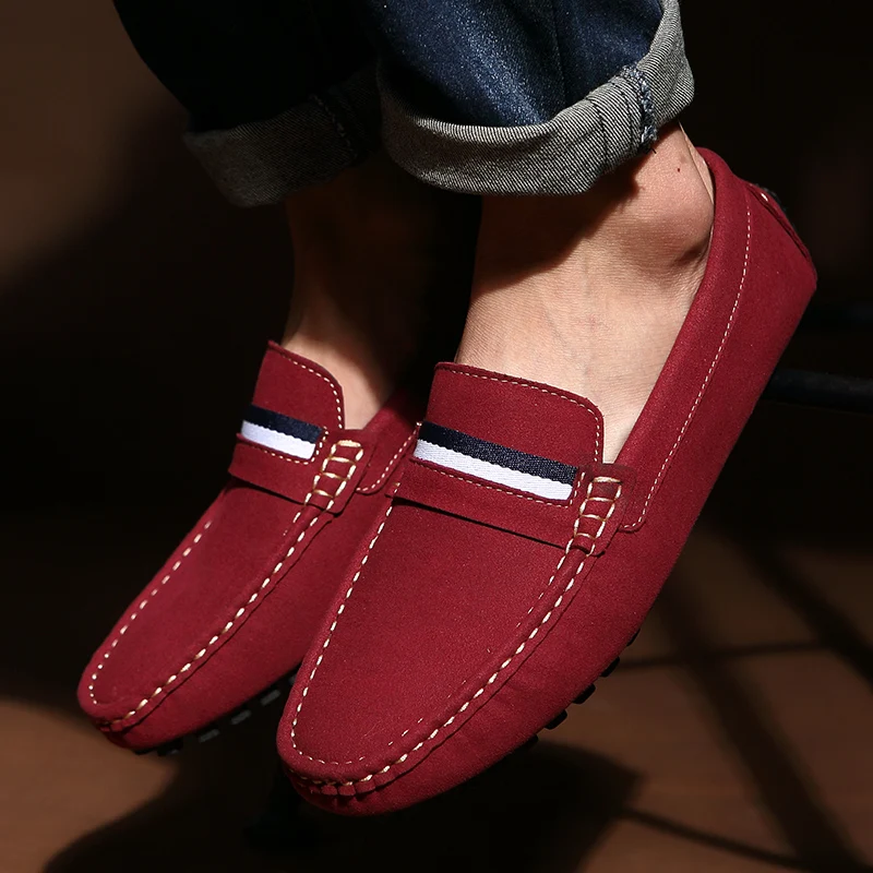 

Man Moccasins Slip On Flats Casual Suede Leather Shoes Men Loafers Breathable Mocassin Homme Luxury Designer Mens Driving Shoes