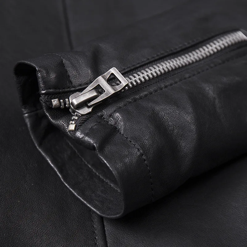 Куртка-бомбер мужская из натуральной кожи мотоциклетный пиджак верхний слой