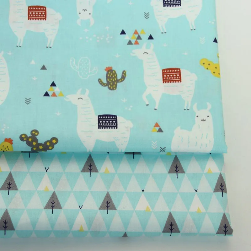 Синий Розовый Серый печатный рисунок Альпака 100% хлопок ткань для изготовления