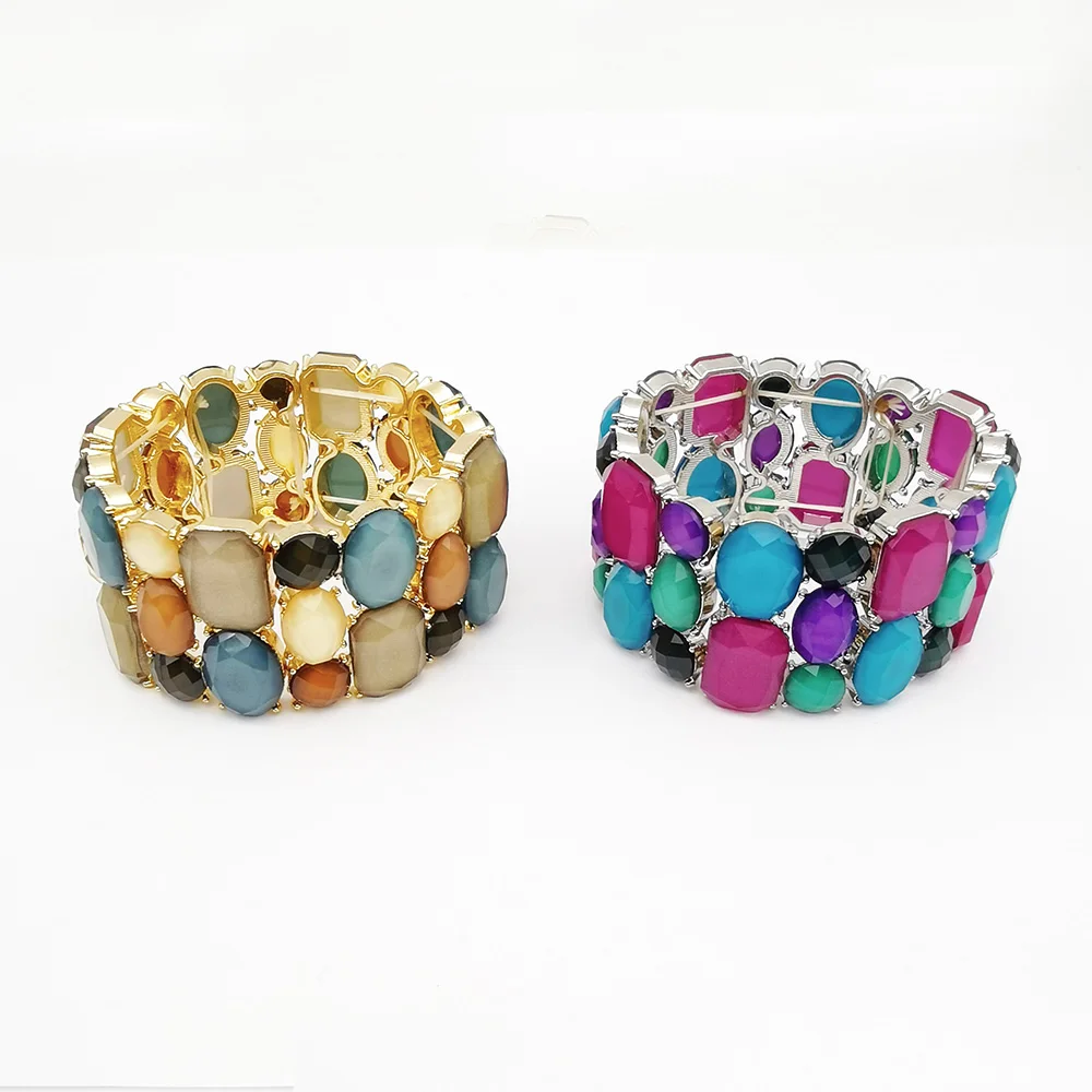 

Модный Красочный браслет-стрейч с неровным камнем, новый дизайн, элегантный красочный Браслет-манжета, ювелирные изделия