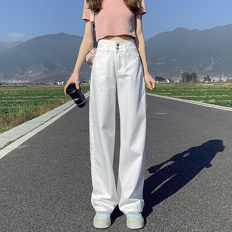 

Women's Jeans High Waist Wide Leg Jeans Street Style Straight Demin Trousers Fashion Pants Female Clothing Pantalons 2021 women