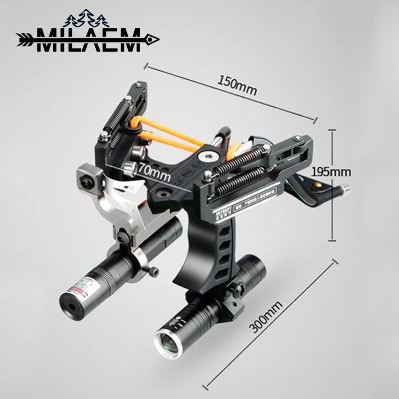 Рогатка с мощным фонариком для рыбалки катапульта лазерная упором прецизионной