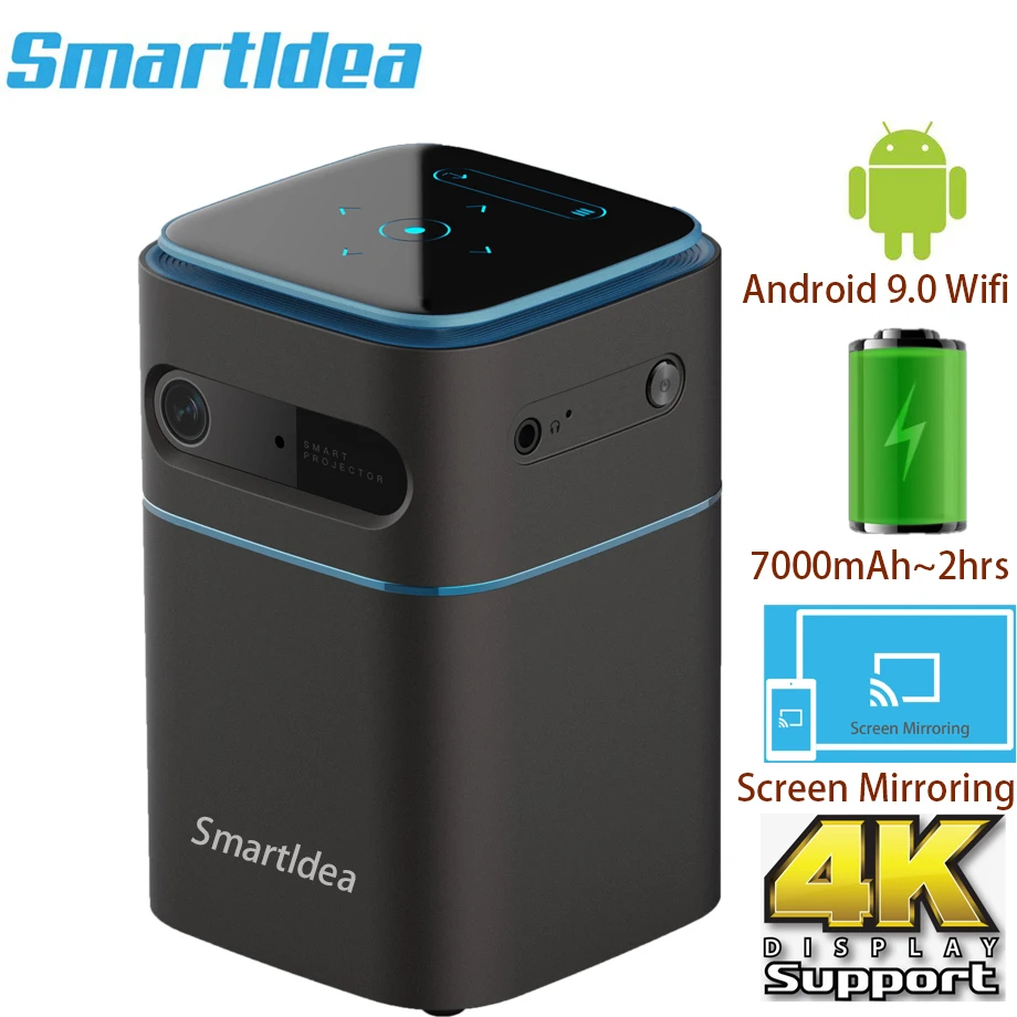 Smartldea Pico Smart Android9.0 проектор Wifi 1080P 4K Поддержка портативный proyector мини видео игра