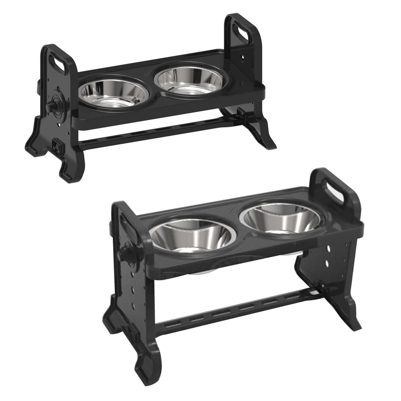 

Anti-Slip Elevated Double Dog Bowls Adjustable Height Pet Feeding Dish Feeder D0AC