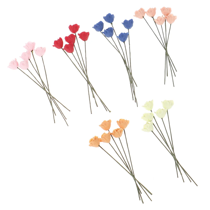 5 шт./лот 1:12 миниатюрный кукольный домик имитация растений розы модель мебель