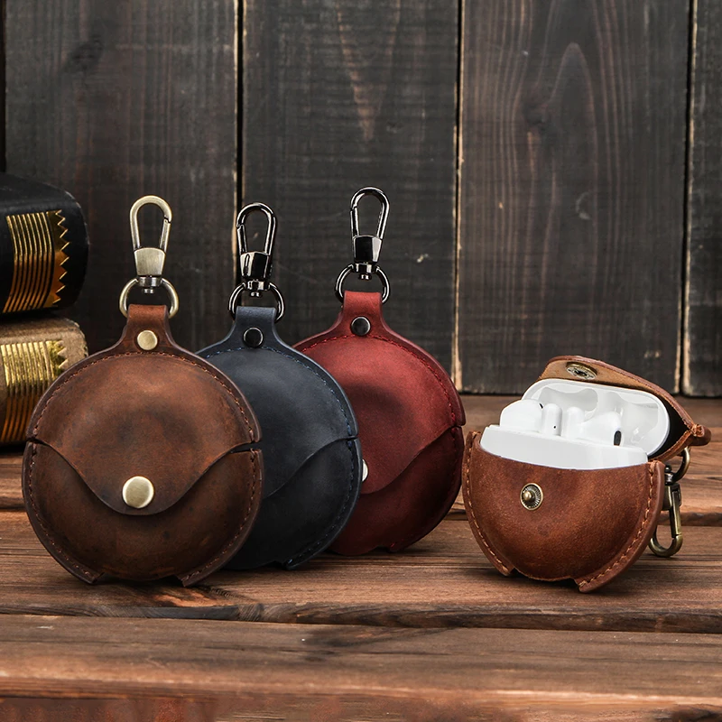 genuine leather case for huawei freebuds 3 4 earphone protective cover huawei wireless bluetooth headset accessories with hook free global shipping