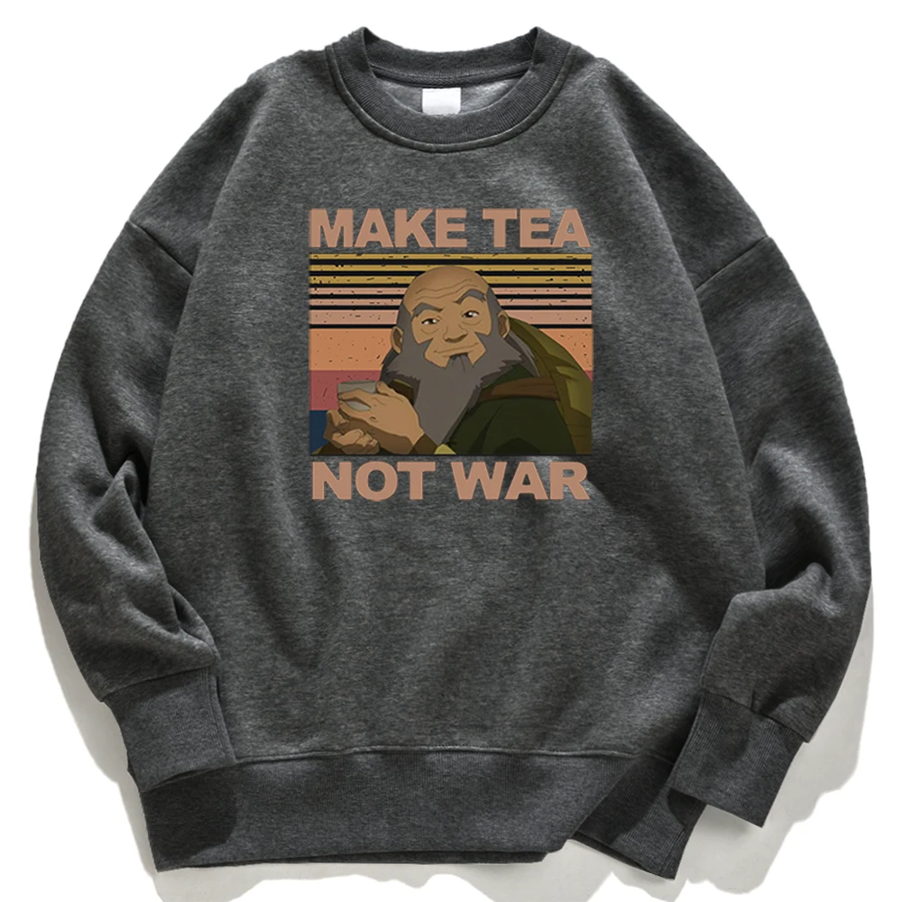 

Sweatshirts Make Tea Not War Personality Cartoon Print Men's Tracksuit Retro Brand Male Sweatshirt O-Neck Harajuku Man Hoodie