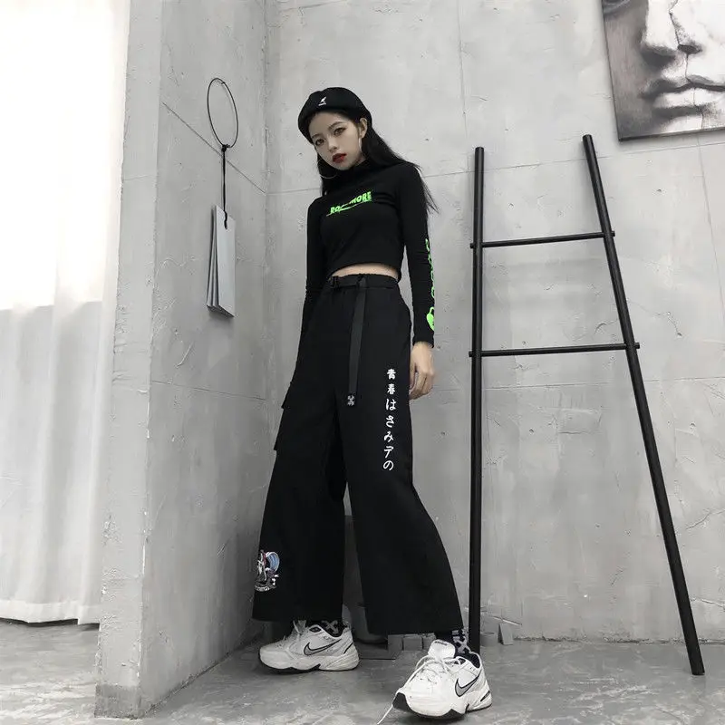 

Korean version ins student Harajuku style overalls women's summer loose and versatile casual straight leg pants