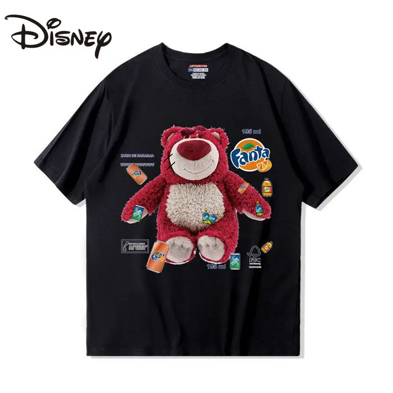 

Disney summer fashion casual men and women loose cartoon Strawberry Bear series cotton short sleeve T-shirt