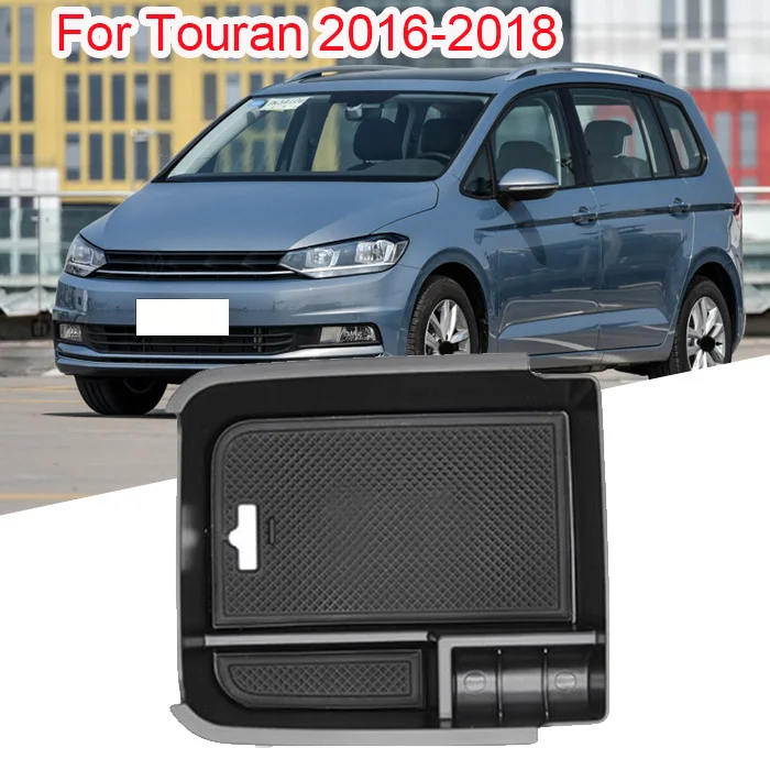 Car Center Central Console Armrest Storage Box Pallet Tray Container with Rubber Mat For-VW Touran 2016 2017 2018