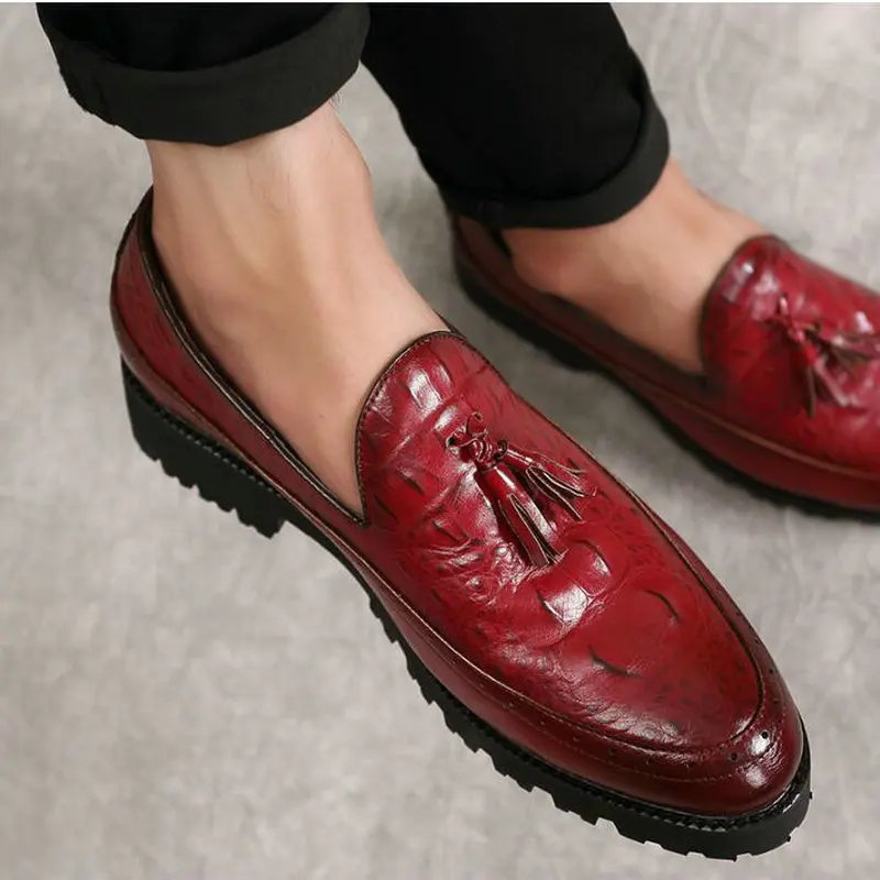 Новинка Мужские кожаные оксфорды с узором крокодиловая кожа Официальная обувь