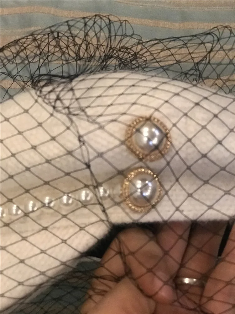 

khaki color pearl buttons winter warm faux fur lady octagonal hat women leisure visors cap