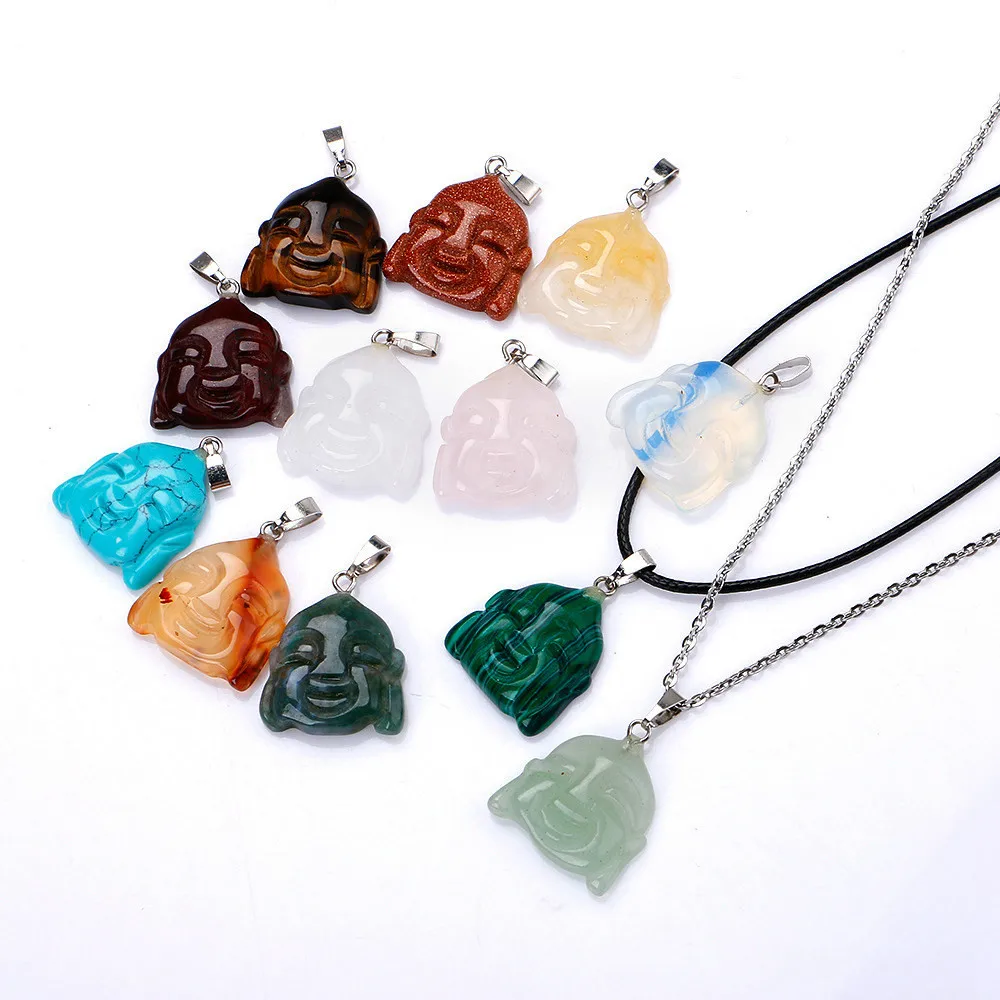 

Natural Semi-Gem Stone Maitreya Buddhism High Quality Colorful Pendant Box for Jewelry Making DIY Necklace Accessories 12pc/box