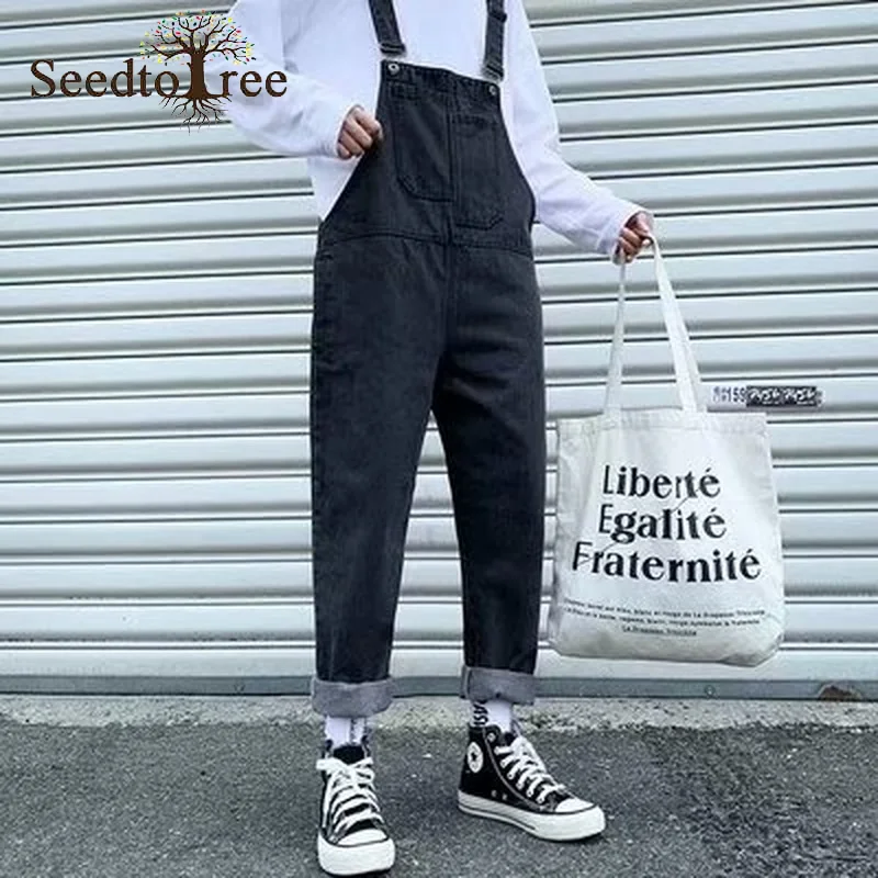 

Джинсовый комбинезон мужской, прямые, свободные, в Корейском стиле