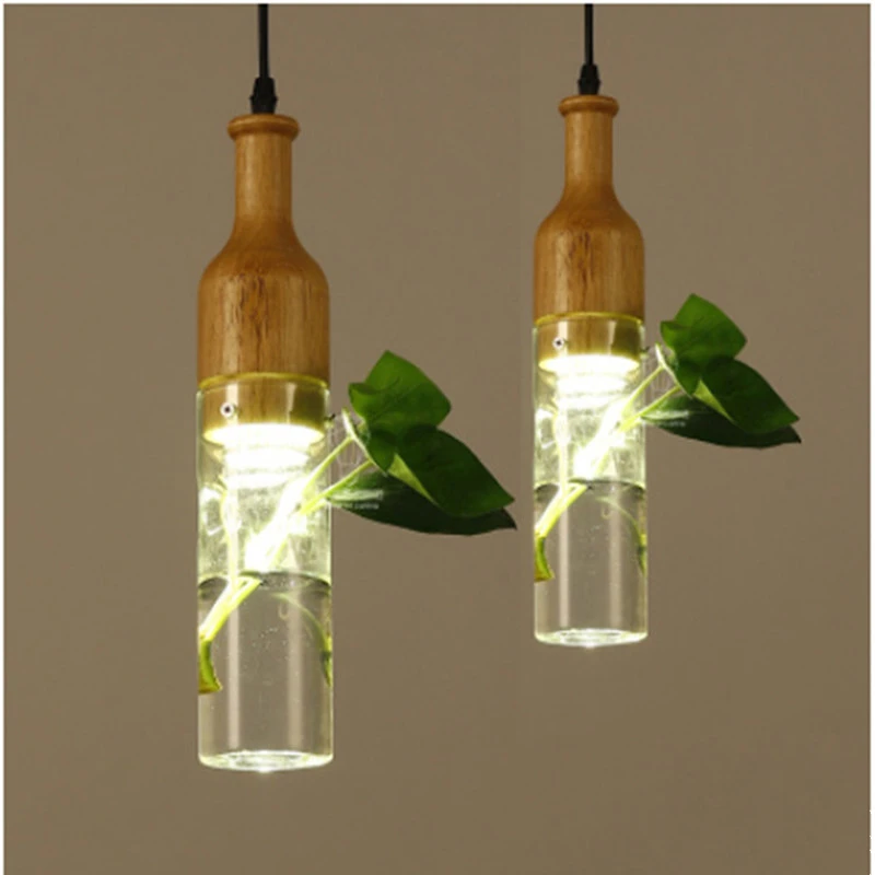Led пасторальные растения стеклянный подвесной светильник простой креативный