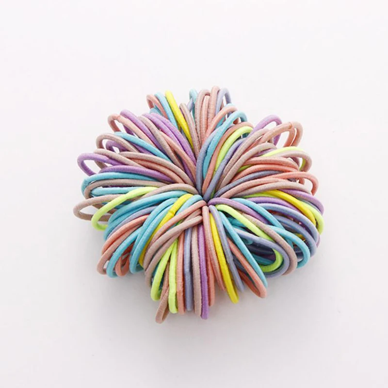 100 яркие детские резинки для волос 3 см нейлоновые высокоэластичные повязки на