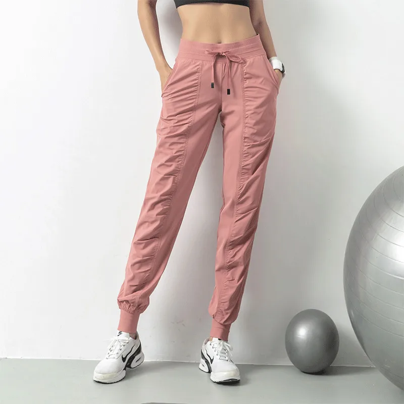 

Quick-Dry High Waist Bandage Loose Fold Design Women Autumn Yoga Pant Fitness Women Beam Foot Sweatpants Long Pants Dance 2021